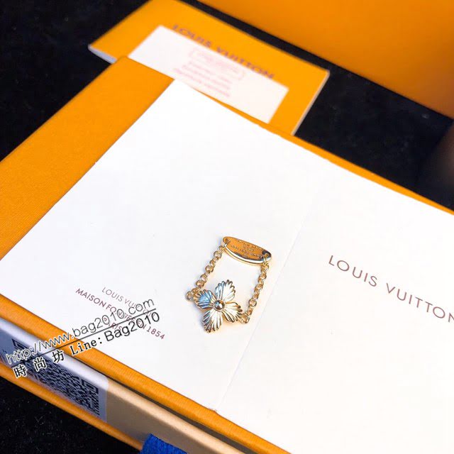 Louis Vuitton新款飾品 路易威登撲克花紋迷你小鏈戒指 LV女鏈條戒指指環  zglv2080
